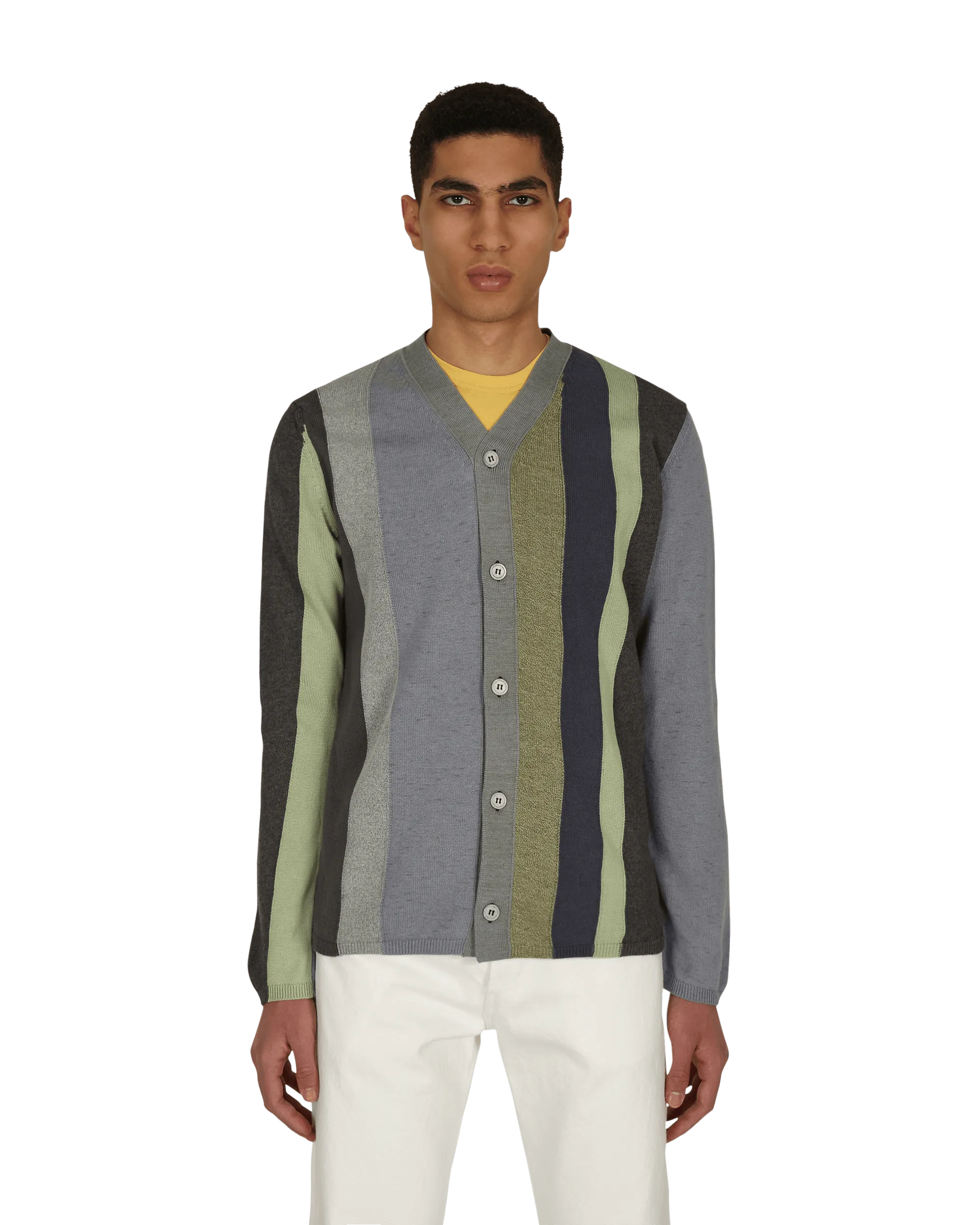 V-Neck Striped Cardigan Black