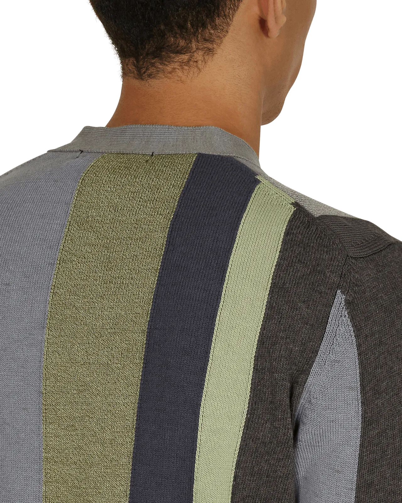 V-Neck Striped Cardigan Black