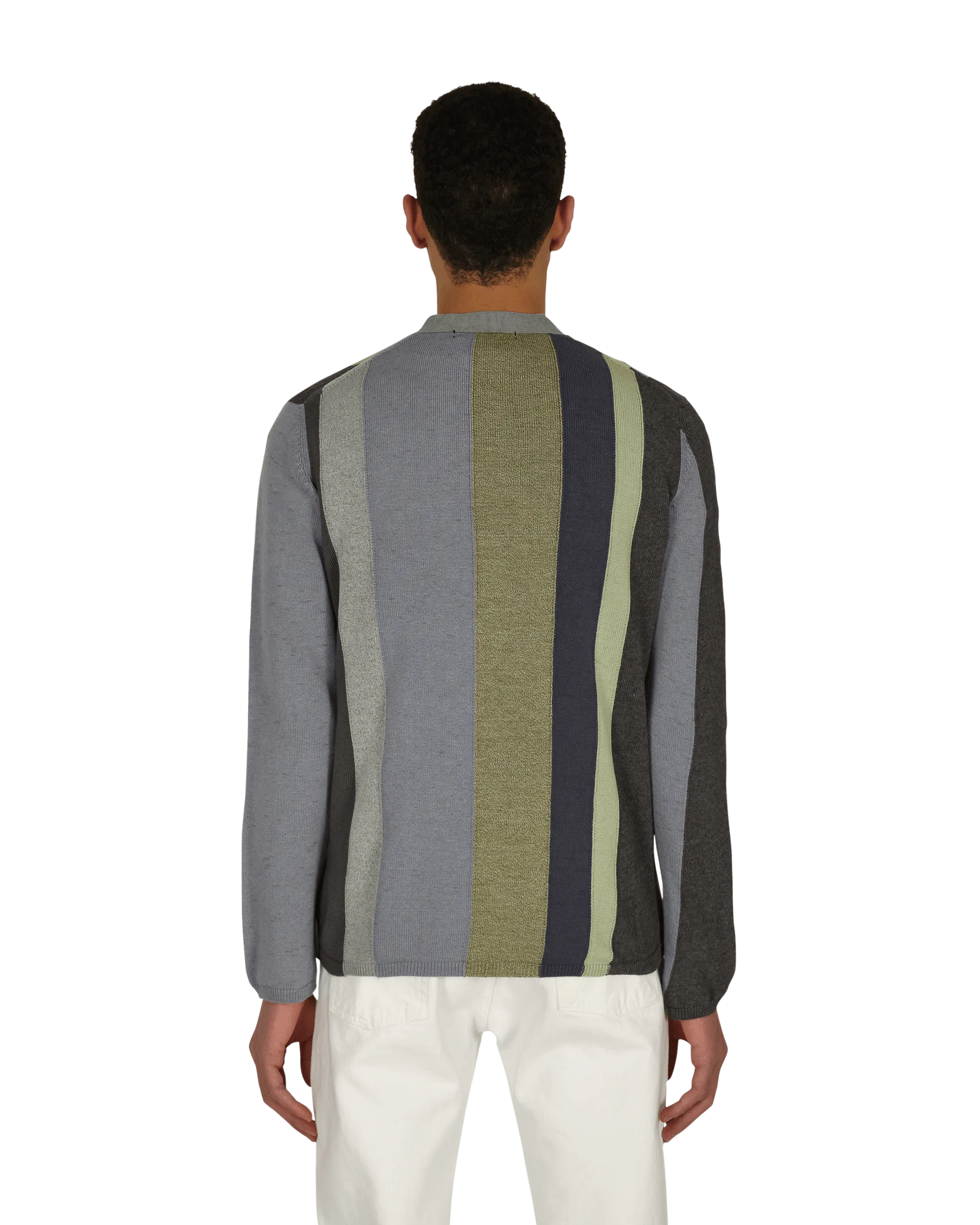 V-Neck Striped Cardigan Black