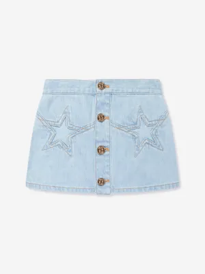 Versace Girls Star Denim Skirt in Blue