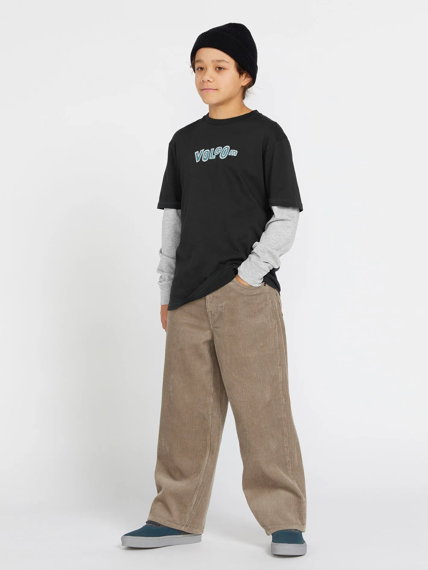 Volcom Ranso Twofer Long Sleeve Shirt (Age 8-14) Black Volcom