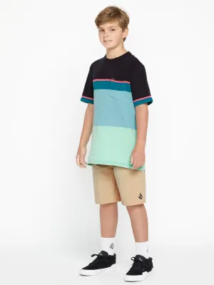 Volcom Stone Blocker Crew Boys Short Sleeve Shirt (Age 8-14) Navy Volcom