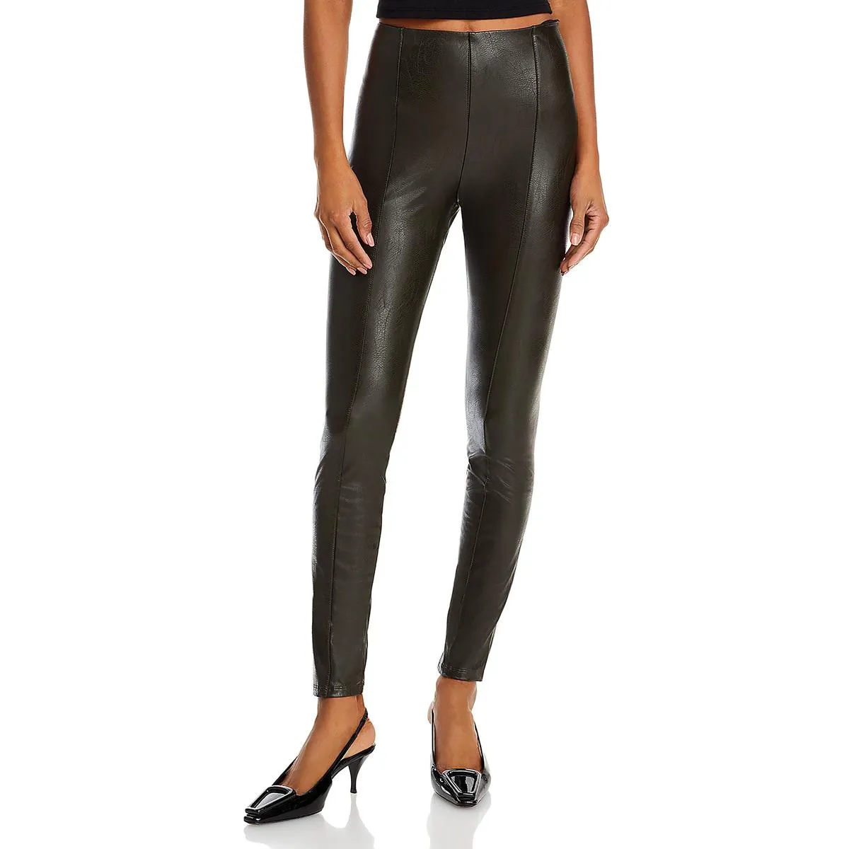 Womens Faux Leather High Waist Leggings