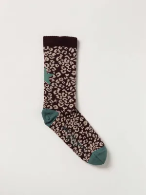 Women's Leopard Print Star-Logo Knit Socks In Brown/green