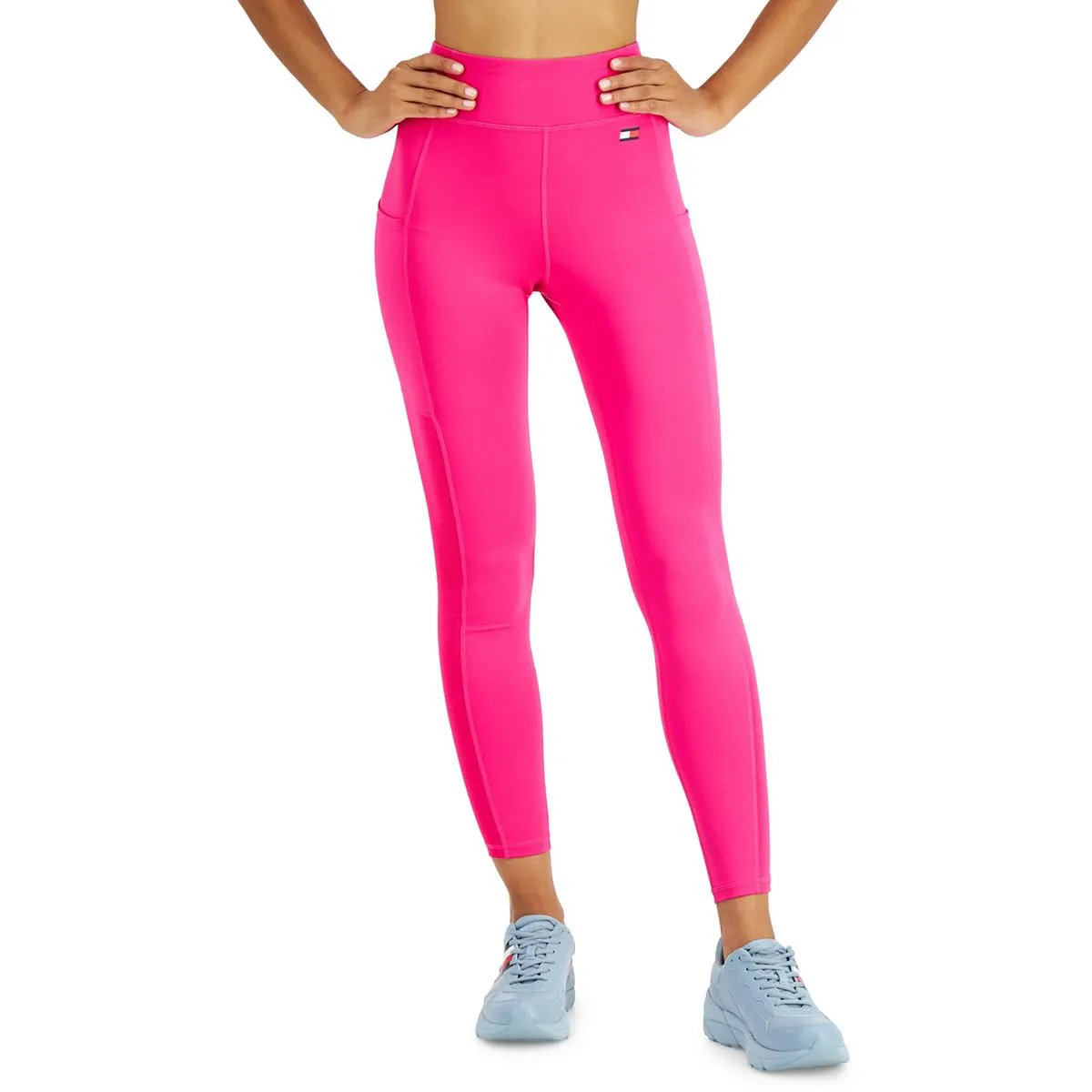 Womens Ribbed Inset High Rise Athletic Leggings