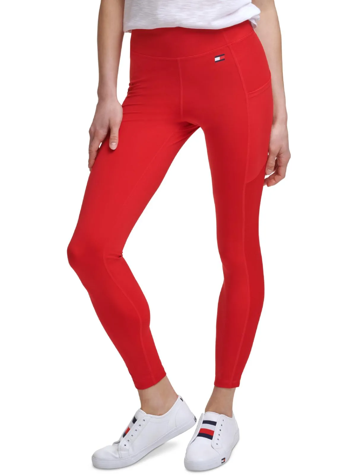 Womens Ribbed Inset High Rise Athletic Leggings