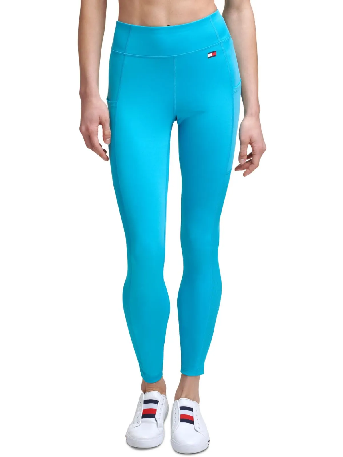 Womens Ribbed Inset High Rise Athletic Leggings