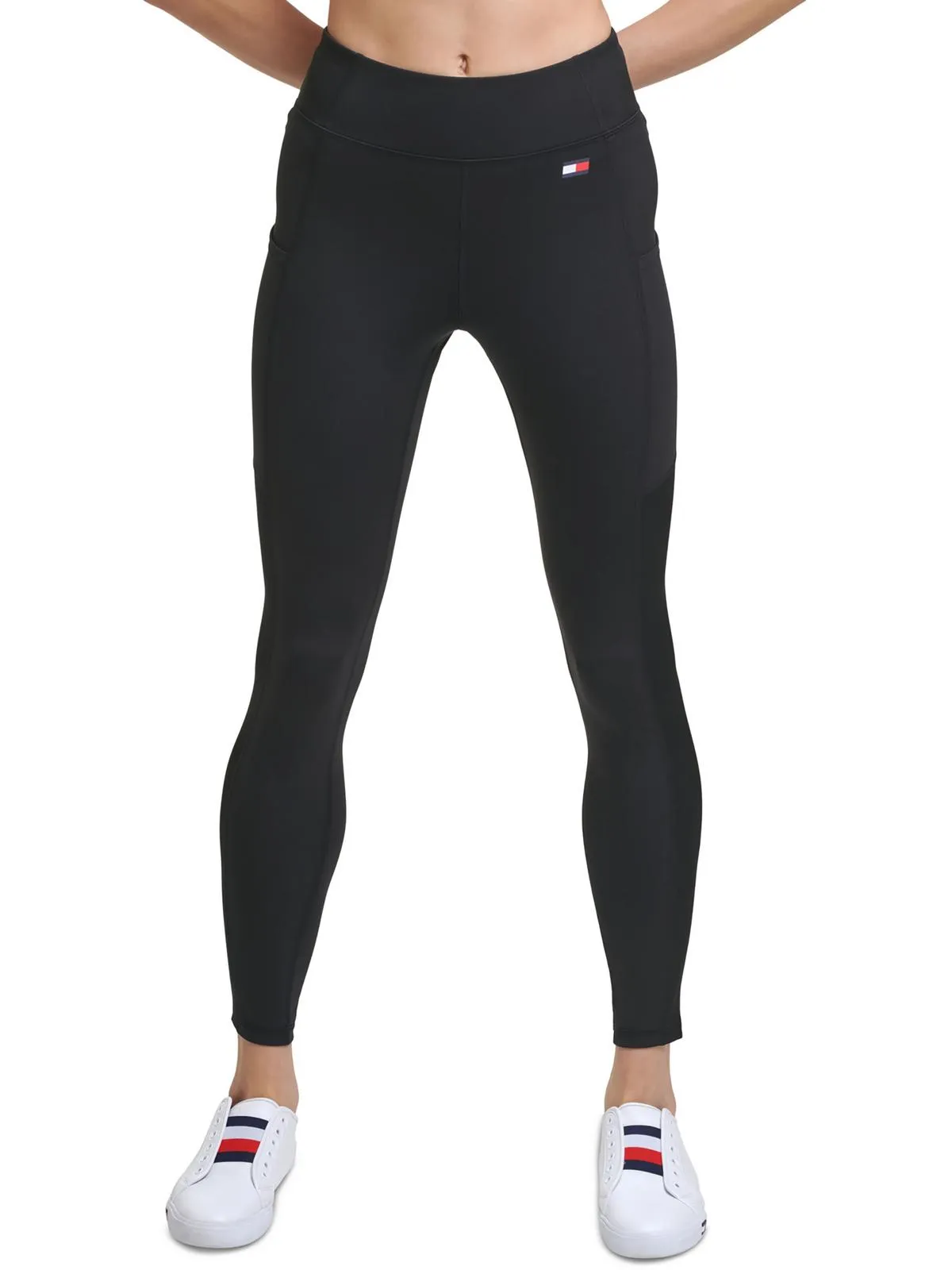 Womens Ribbed Inset High Rise Athletic Leggings