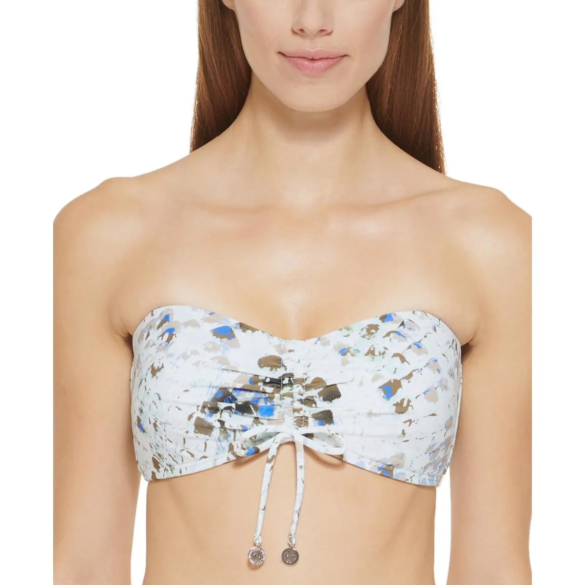Womens Shirred Printed Bikini Swim top