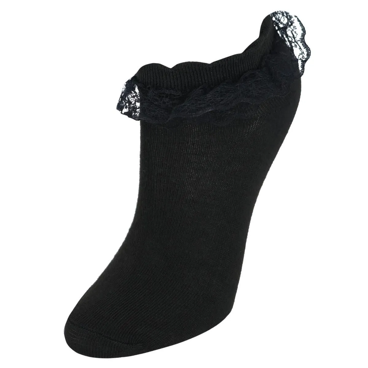 Women's Solid Color Frilly Low-Cut Socks (4 Pack)