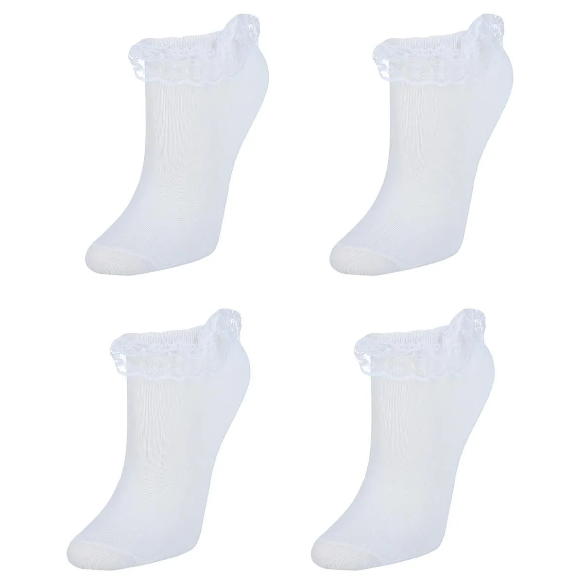 Women's Solid Color Frilly Low-Cut Socks (4 Pack)
