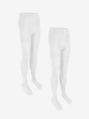 Zeco Girls School Cotton Tights (2 Pack) in White