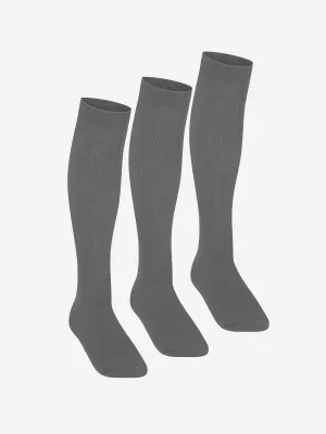 Zeco Girls School Knee High Socks (3 Pack) in Grey