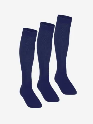 Zeco Girls School Knee High Socks (3 Pack) in Navy