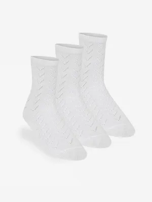 Zeco Girls School Pelerine Ankle Socks (3 Pack) in White