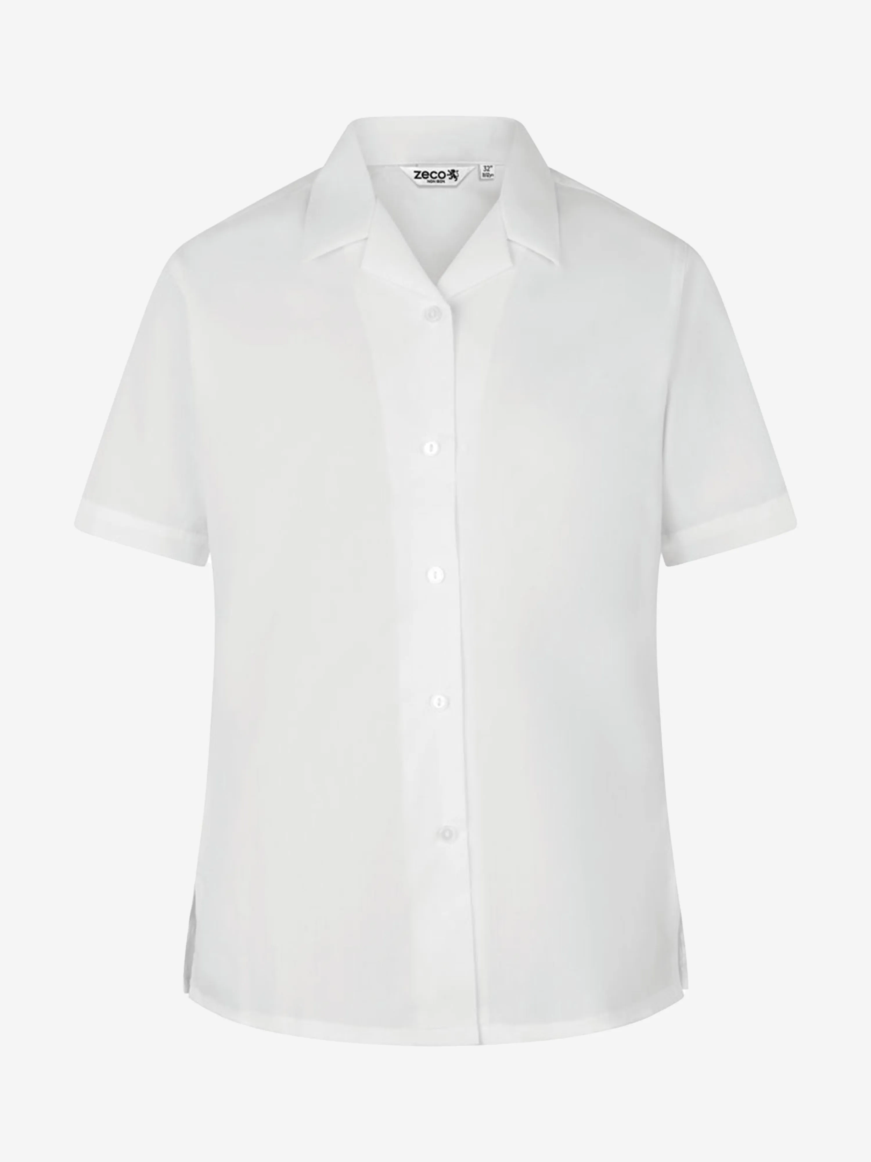 Zeco Girls School Short Sleeve Revere Collar Blouse Twin Pack in White