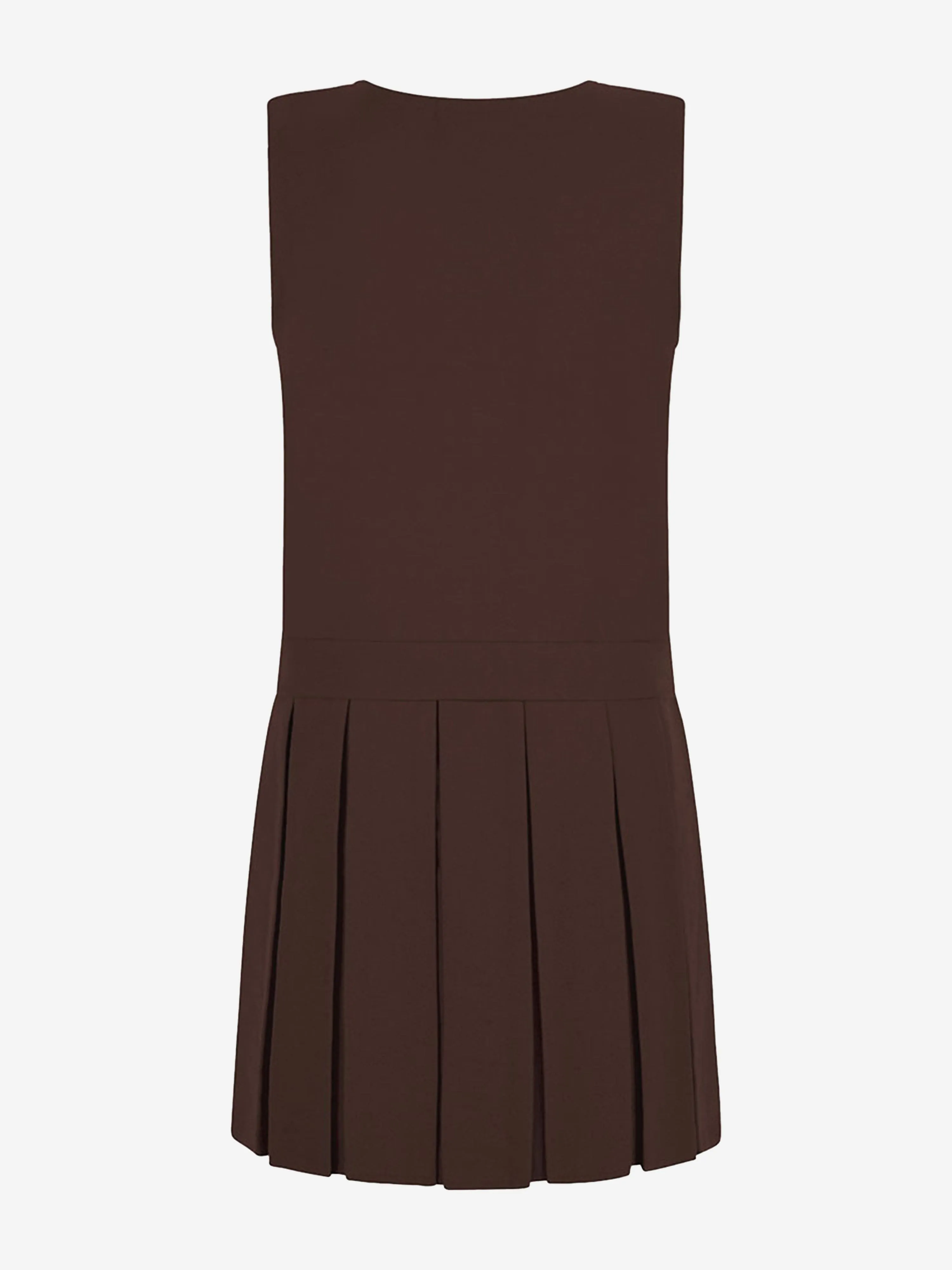 Zeco Girls School Zip Front Pinafore Dress in Brown
