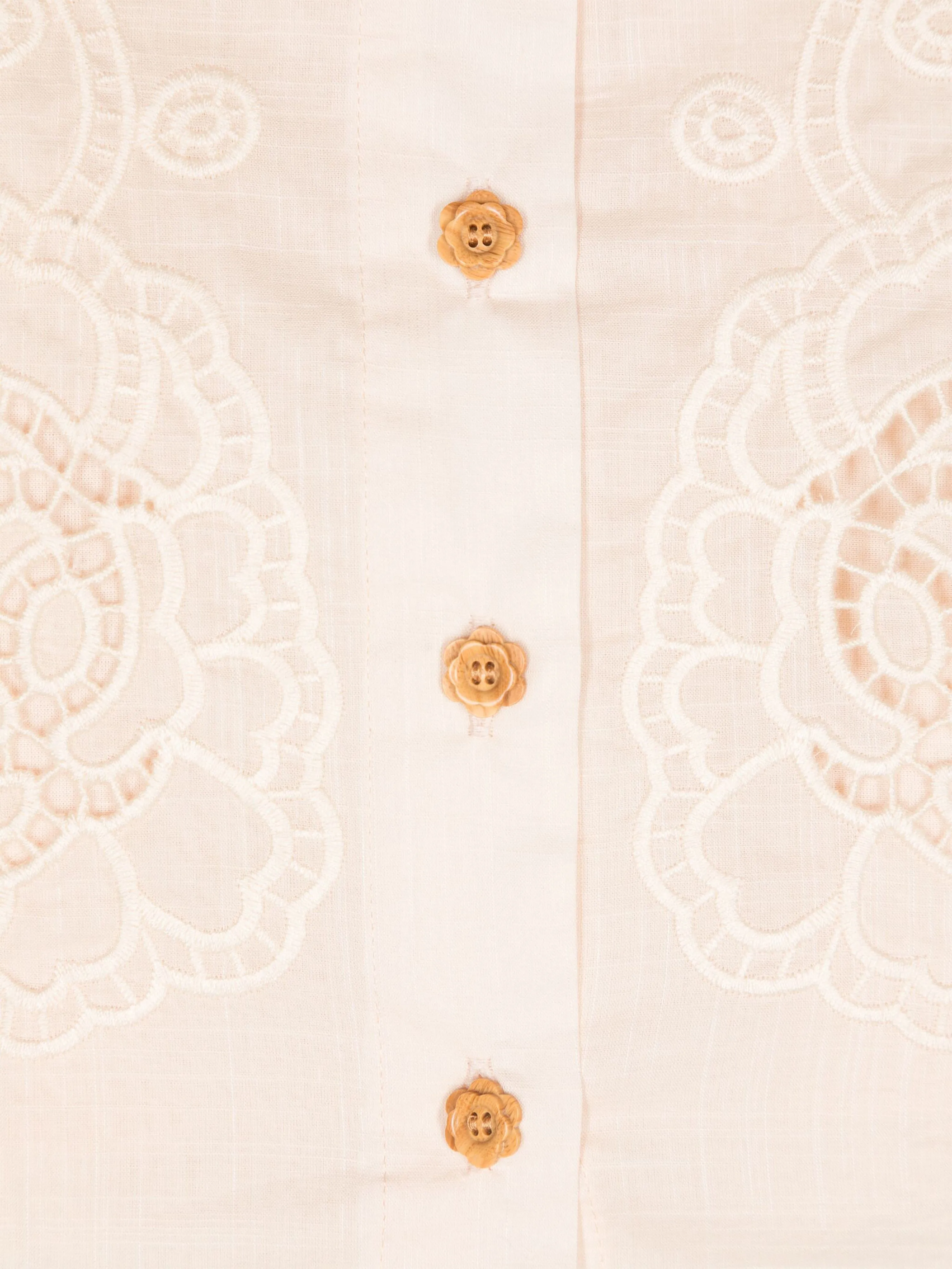 Zimmermann Girls Halliday Embroidered Shirt in Ivory