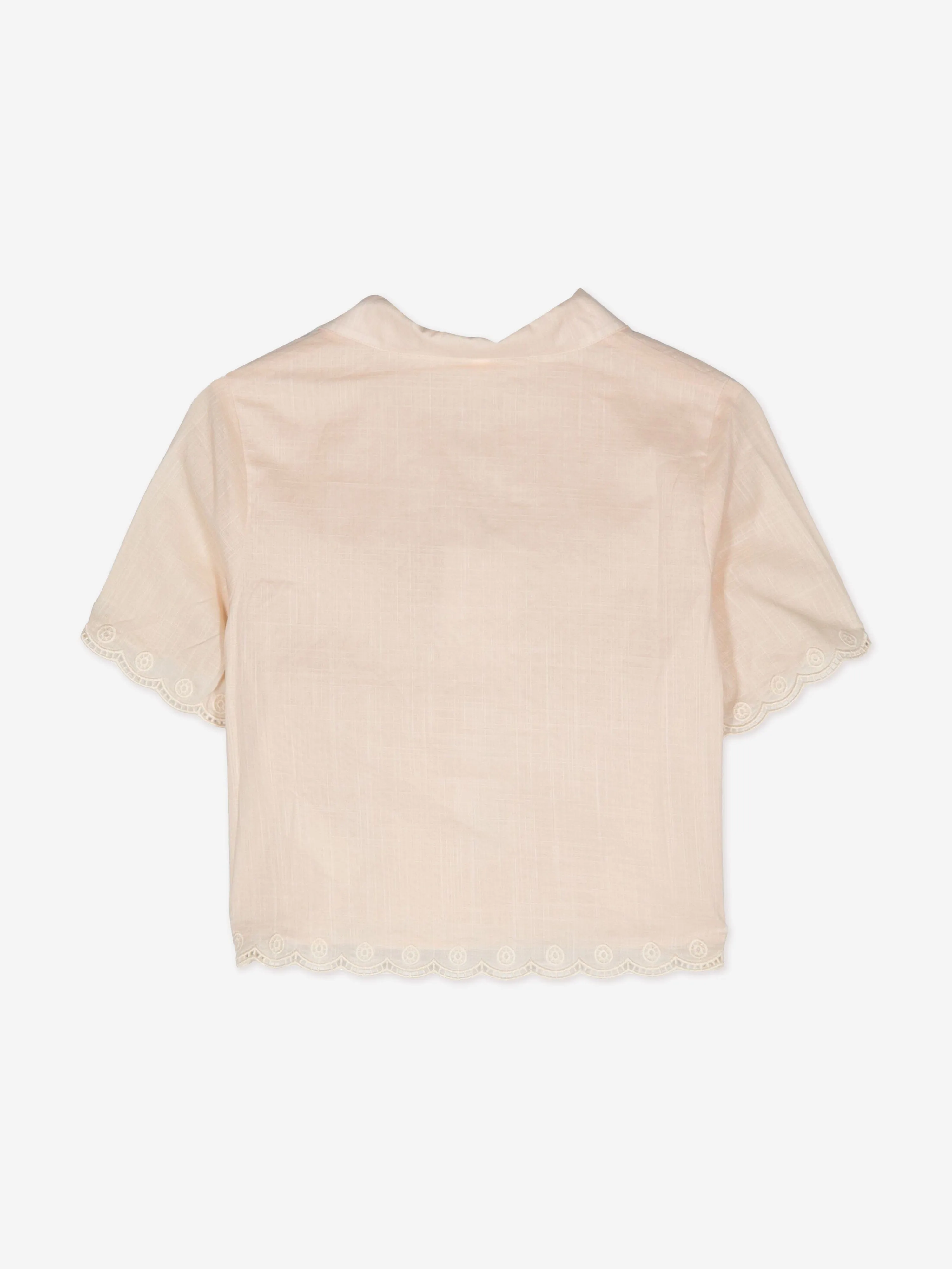 Zimmermann Girls Halliday Embroidered Shirt in Ivory