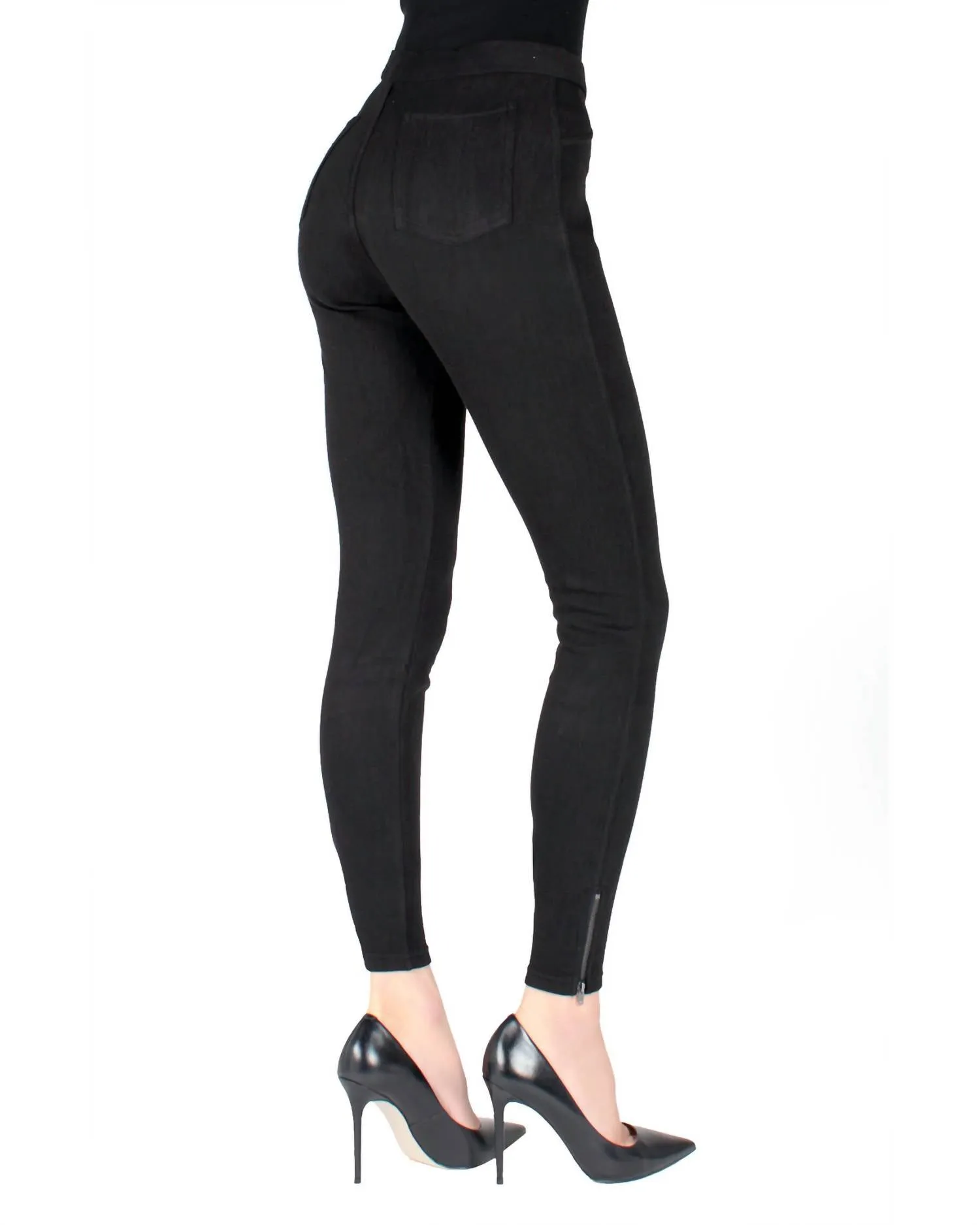 Zipper Ankle Jean Leggings In Black