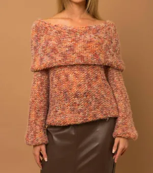 Zuri Slouchy Off Shoulder Sweater In Multi