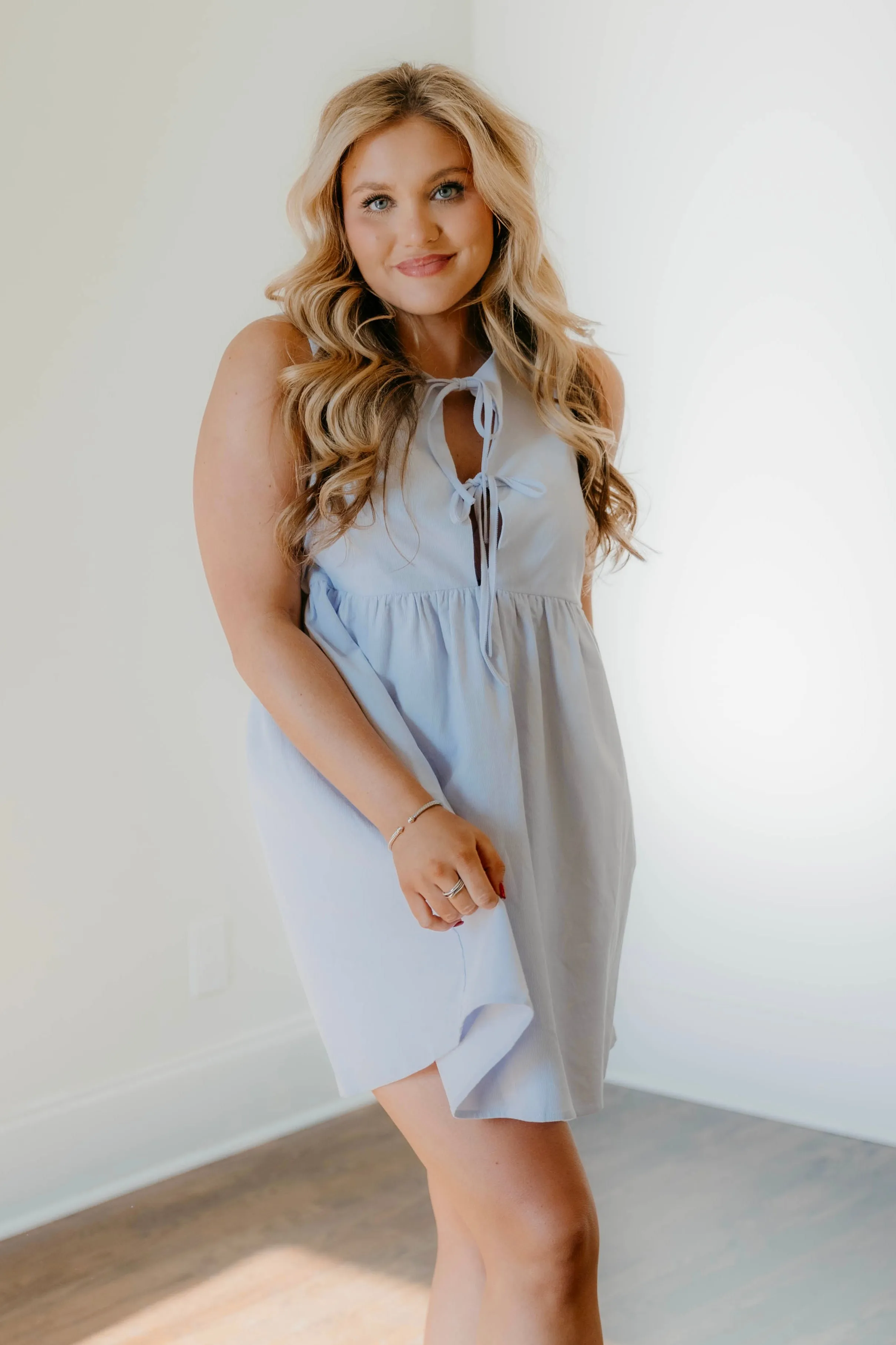 Zuri Tie Detail Sleeveless Baby Mini Dress