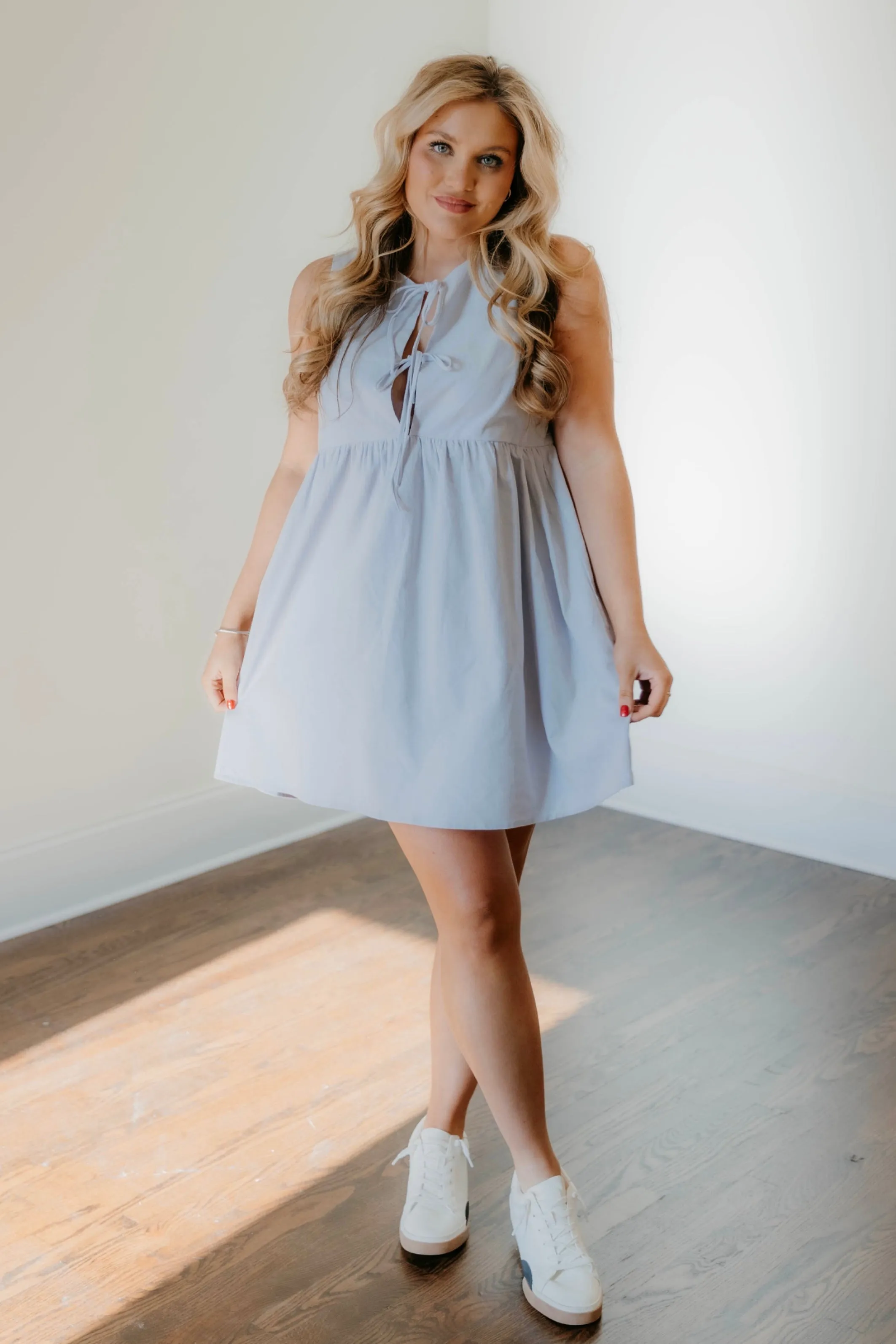 Zuri Tie Detail Sleeveless Baby Mini Dress